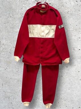 Vintage 80s-90s Ultra Shield/Proban FR-7a Flame Resistant Red Racing Suit